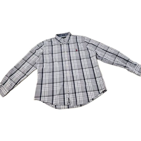 U.S. Polo Assn Men's Stretch Button Down Casual Long Sleeve Plaid Shirt Size XXL - Picture 1 of 11